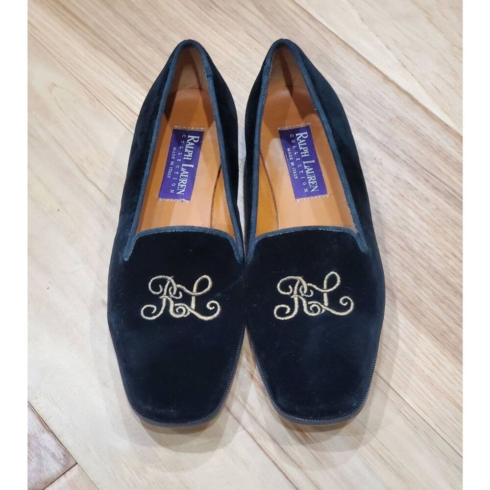Ralph Lauren collection Monogram Velvet loafer shoe size 5.5